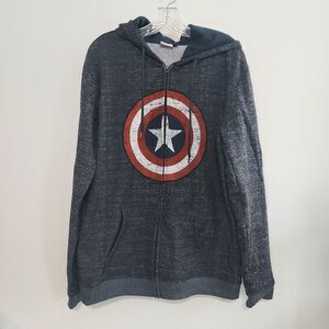 Marvel Captain America Hoody Zip Hoodie Mens Size L Excellent Condition Avengers